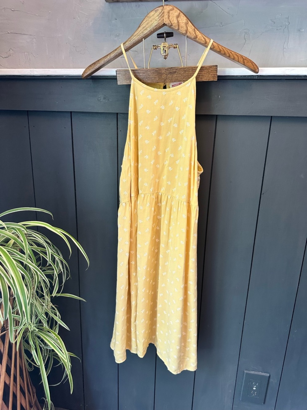 Mossimo Yellow White Mini Floral Spaghetti-Strap Summer Sundress size L